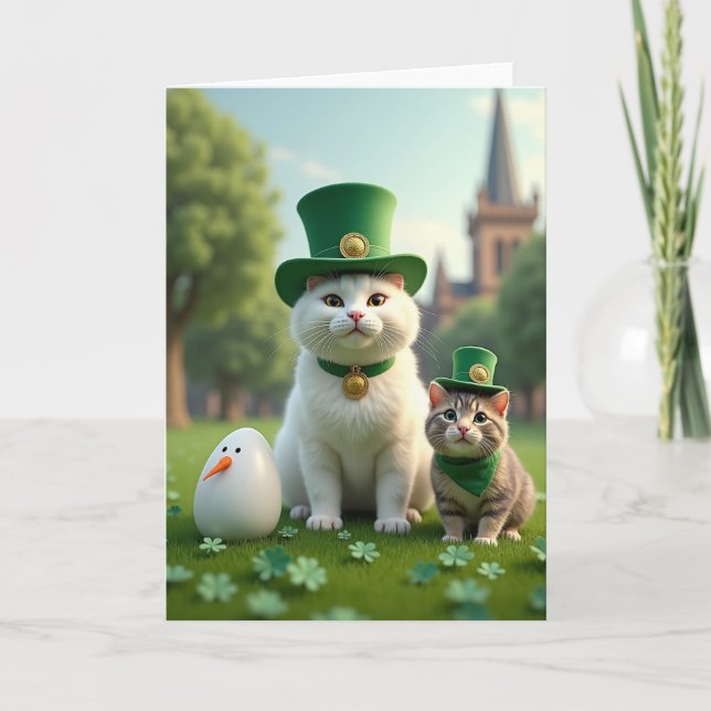 Tarjeta Striped Kitten Shamrock Card (Anverso)