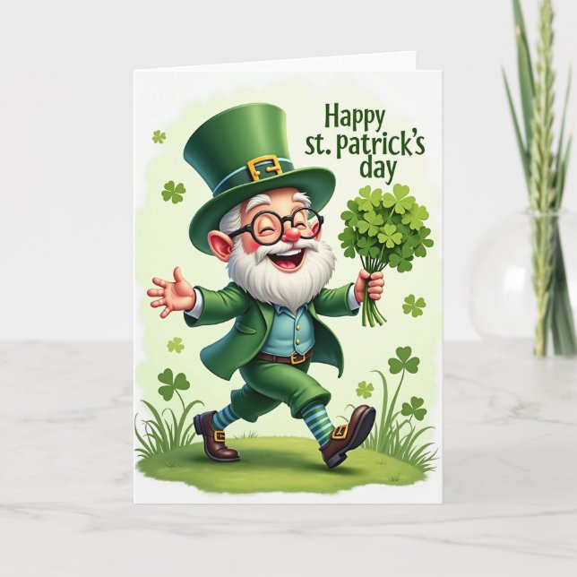 Tarjeta Striped Leprechaun Holiday Card (Anverso)