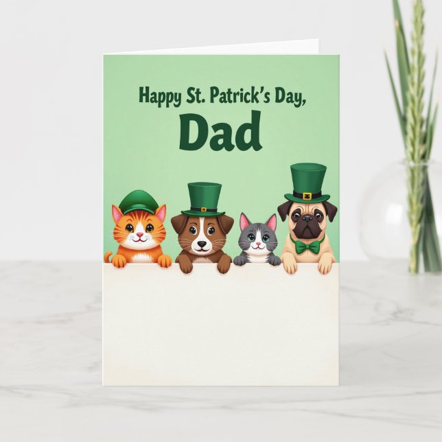 Tarjeta Striped Pets Happy St Patricks Card (Anverso)