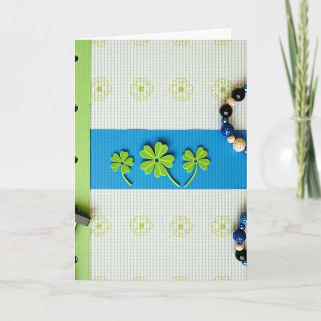 Tarjeta Striped Shamrock Pattern Card (Anverso)
