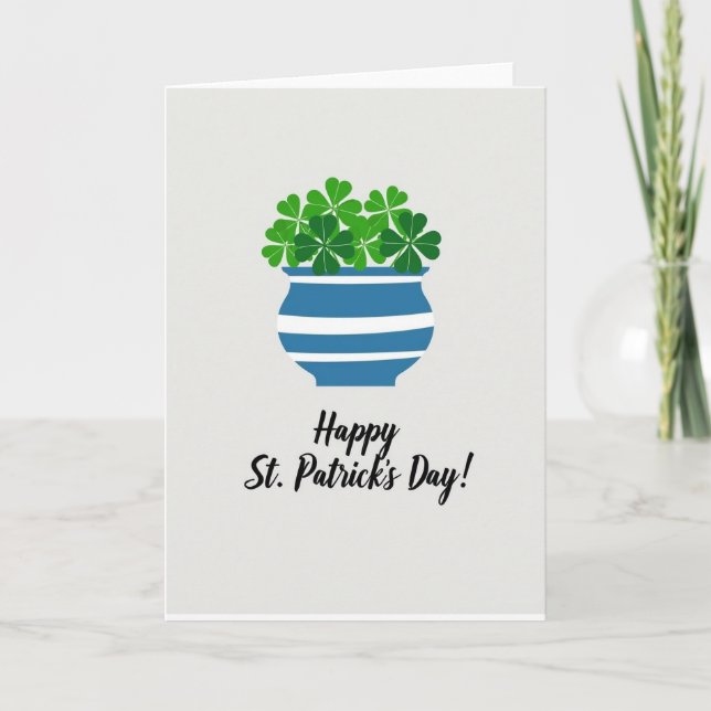 Tarjeta Striped Shamrocks Happy St Patricks Card (Anverso)