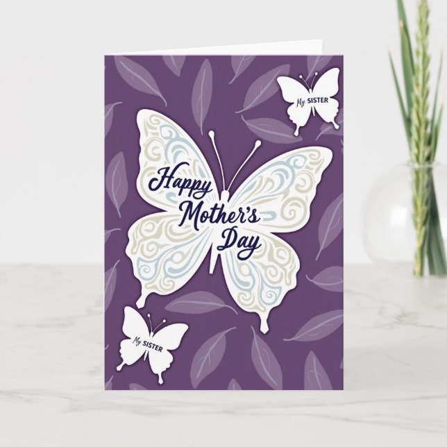 Tarjeta Striped Sister Butterfly Day Card (Anverso)