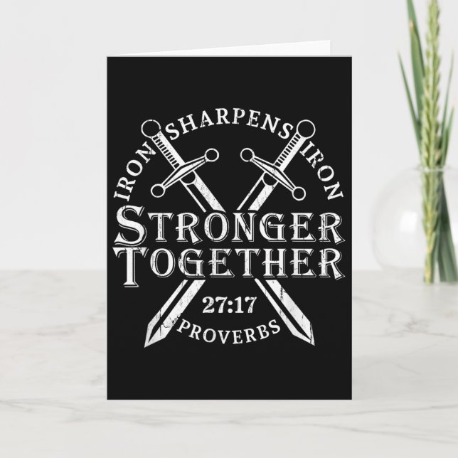 Tarjeta Strongers Together Iron Sharpens Iron Proverbs 27_ (Anverso)