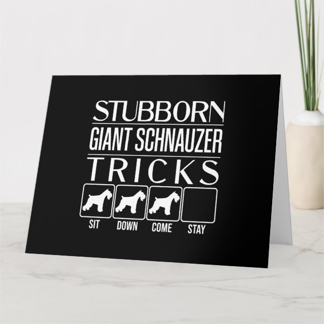 Tarjeta Stubborn Giant Schnauzer Tricks, gracioso gigante  (Anverso)