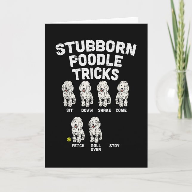 Tarjeta Stubborn Poodle Tricks Funny Dog Lover Owner (Anverso)