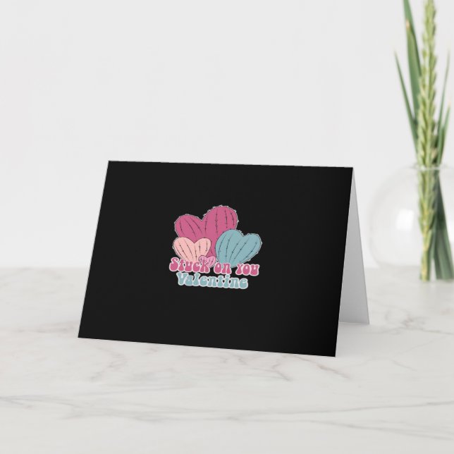 Tarjeta Stuck On You Valentine Funny Cactus Cute Design  (Anverso)