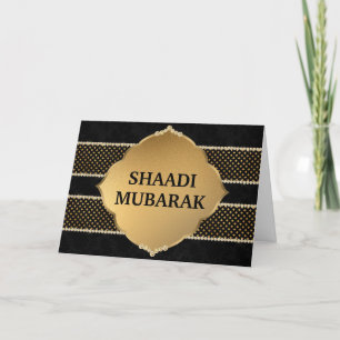 Tarjeta Stylish Black y Gold Shaadi Mubarak