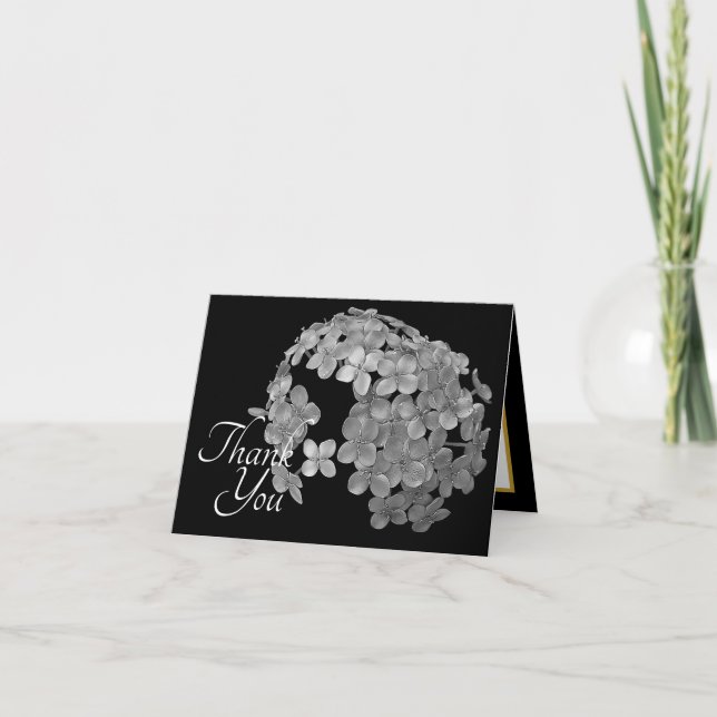 Tarjeta Stylish Gray Botanical Flowers Floral Thank You (Anverso)