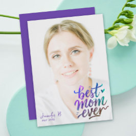 Tarjeta Stylish Purple Best Mothers Day Photo Brush Script