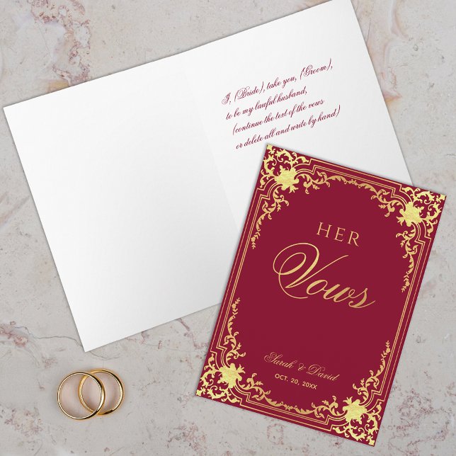 Tarjeta Su Boda de escritura burgundy Faux Gold (Subido por el creador)