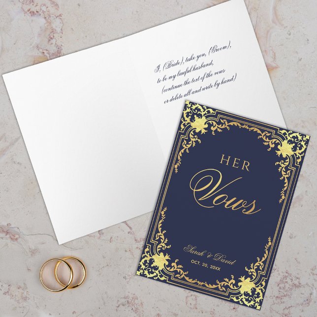 Tarjeta Su Boda de novia casera azul de la Marina Faux Gol (Subido por el creador)
