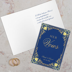 Tarjeta Su Boda de Relieve metalizado dorado de Faux Blue 