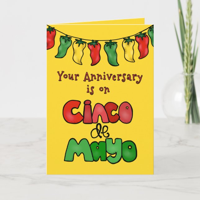 Tarjeta ¡Su Cinco de Mayo Aniversario-Mayo sea caliente! (Anverso)