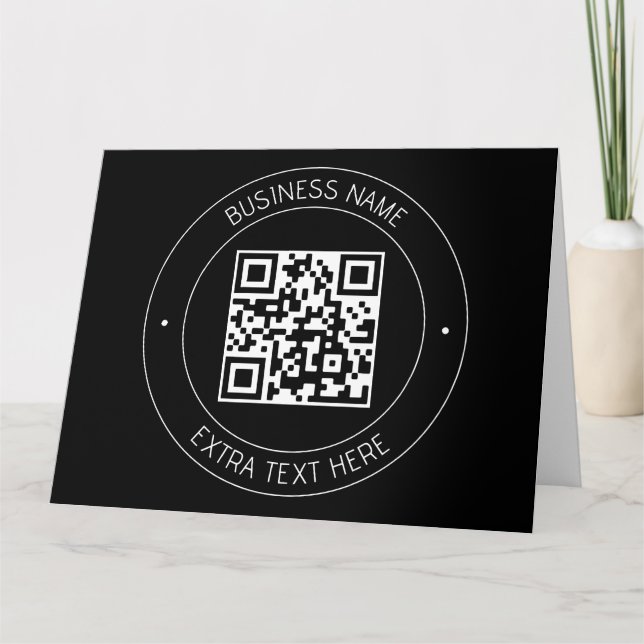 Tarjeta Su código QR y su texto editable | Blanco y negro (Anverso)
