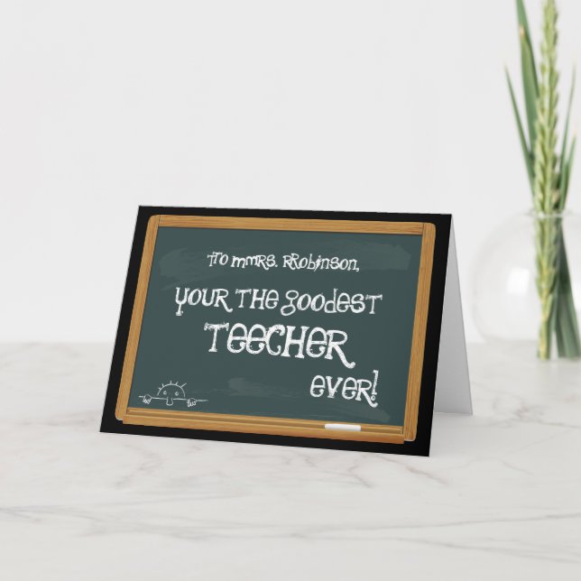 Tarjeta ¡su el teecher más goodest nunca! (Anverso)