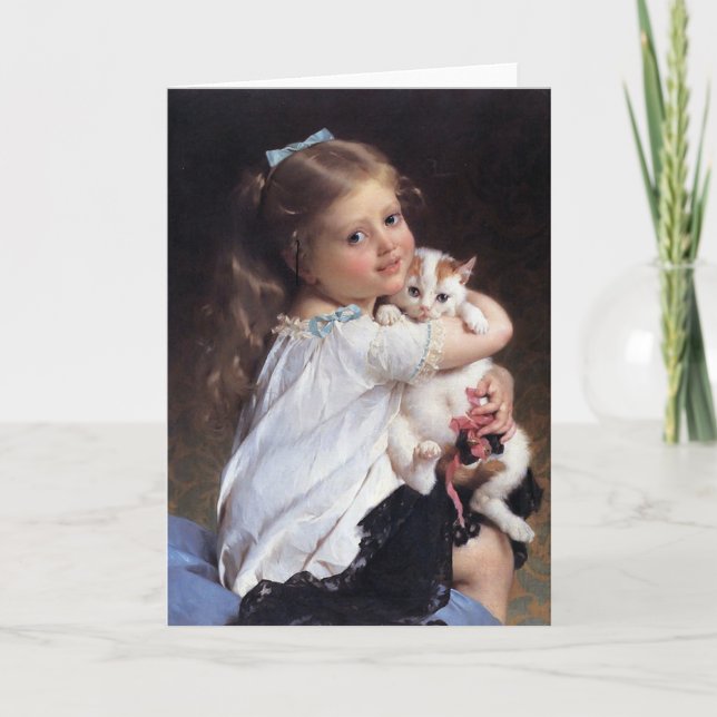 Tarjeta Su niña del mejor amigo el | con el gatito (Anverso)