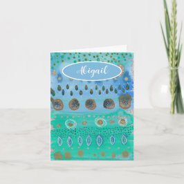 Tarjeta Su nombre en el hermoso arte abstracto acuático no