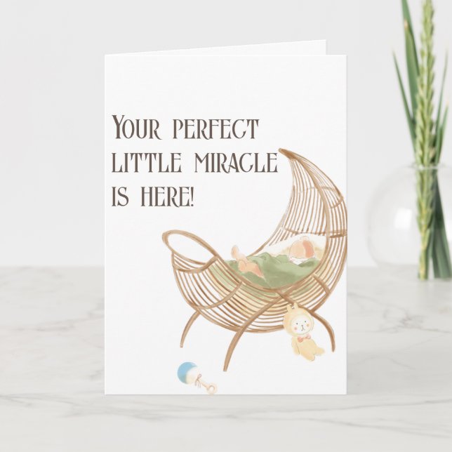 Tarjeta Su Pequeño Milagro Perfecto Está Aquí Felicitacion (Anverso)