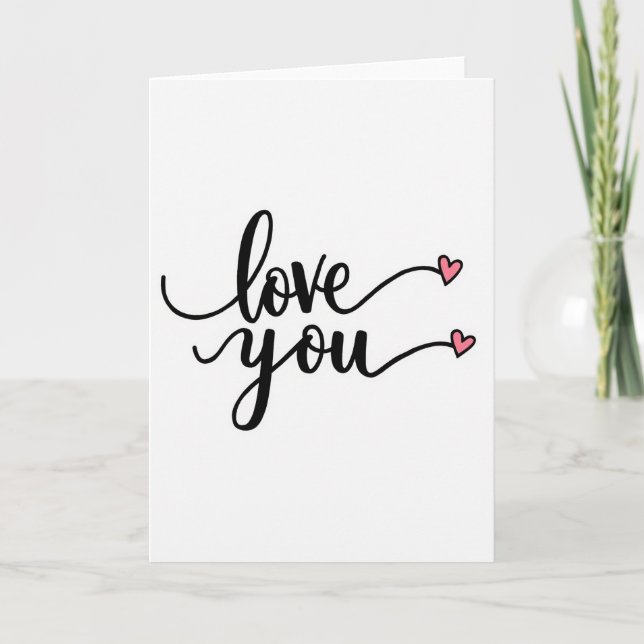 Tarjeta suave con guión de corazones rosas (Anverso)