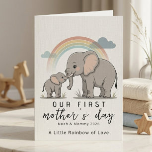 Tarjeta Suave Día de las Madres Elefante Mamá Bebe Primero