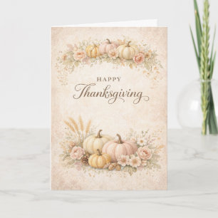 Tarjeta Suave Flor de Calabaza de Acción de Gracias Feliz 