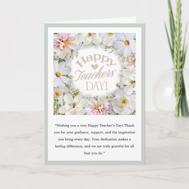 Tarjeta suave floral del Día del Maestro (Anverso)