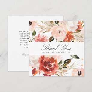 Tarjeta Suave Plaza Floral Roja y Blanca Gracias