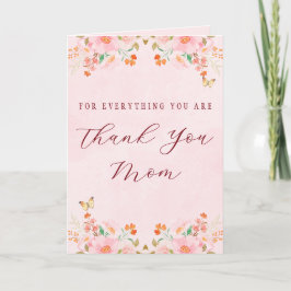Tarjeta Suave Rosa Elegante Floral Gracias Día de la Madre