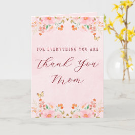 Tarjeta Suave Rosa Elegante Floral Gracias Día de la Madre