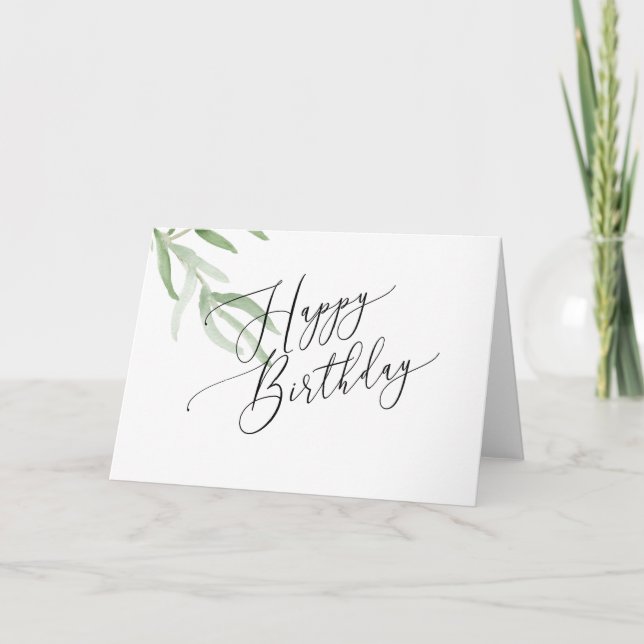 Tarjeta Subdivisión de Olive de Acuarela Feliz Cumpleaños (Anverso)