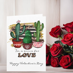 Tarjeta Succa para el Amor Cactus Suculenta Día de San Val
