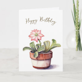 Tarjeta Suculenta Planta Con Cumpleaños De Flores