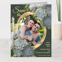 Tarjeta Suculentos tonos de azul pálido salvan las fechas