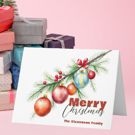 Tarjeta Sucursal con Navidades elegantes baubles