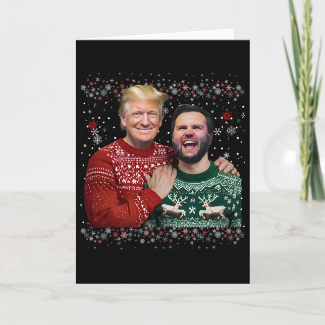 Tarjeta Sudadera divertida fea de Navidad de Hermanos Trum (Anverso)