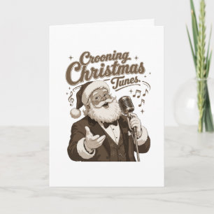 Tarjeta Sudadera vintage de Santa Crooner de Navidad