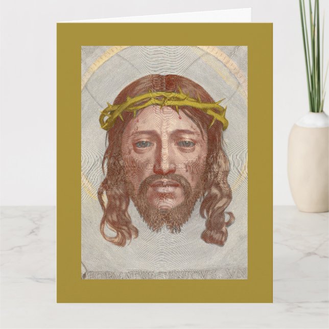 Tarjeta Sudarium of Saint Veronica by Claude Mellan 1649 (Anverso)