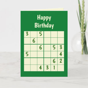 Tarjeta Sudoku Puzzle 6x6 Cumpleaños