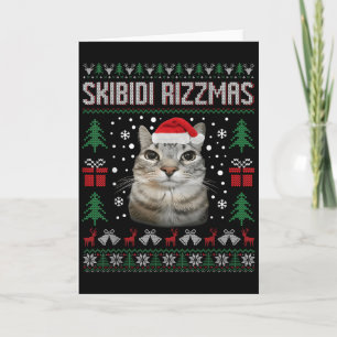 Tarjeta Sudor Feo Gato Mirando Tonto Divertido Rizzmas Ski