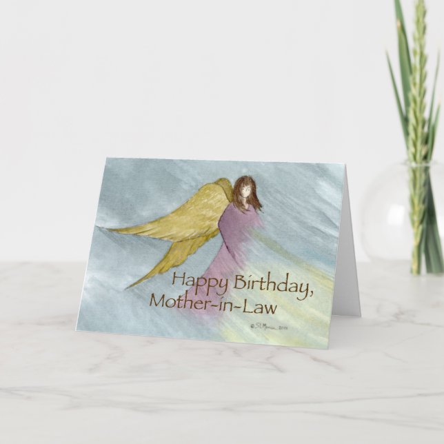 Tarjeta Suegra, Angel Birthday Blue (Anverso)