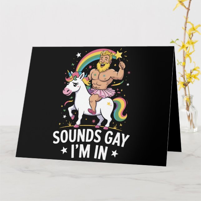 Tarjeta Suena gay, estoy dentro (flor amarilla)