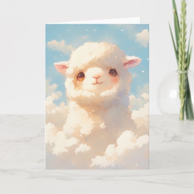 Tarjeta Sueños de Alpaca Esponjosa (Anverso)