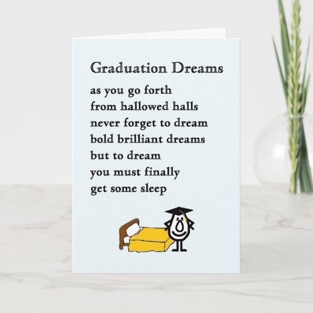 Tarjeta Sueños de graduación - poema divertido de graduaci (Anverso)