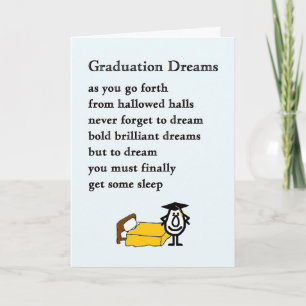 Tarjeta Sueños de graduación - poema divertido de graduaci