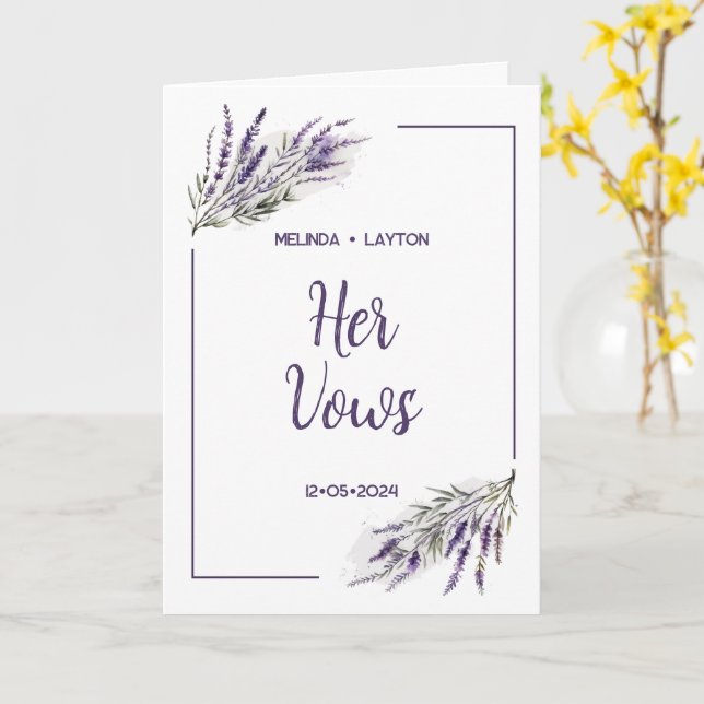 Tarjeta Sueños de lavanda: acuarela de su Boda promete car (flor amarilla)