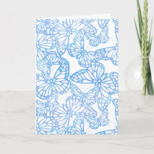 Tarjeta Sueños de mariposa (azul) en blanco
