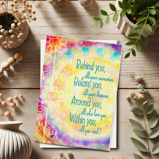 Tarjeta Sueños florales de bonito Inspirando cita de gradu (Subido por el creador)