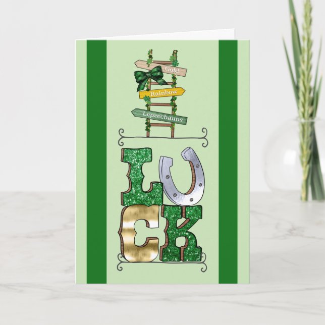 Tarjeta Suerte en el Día de San Patricio con letras de Rót (Anverso)