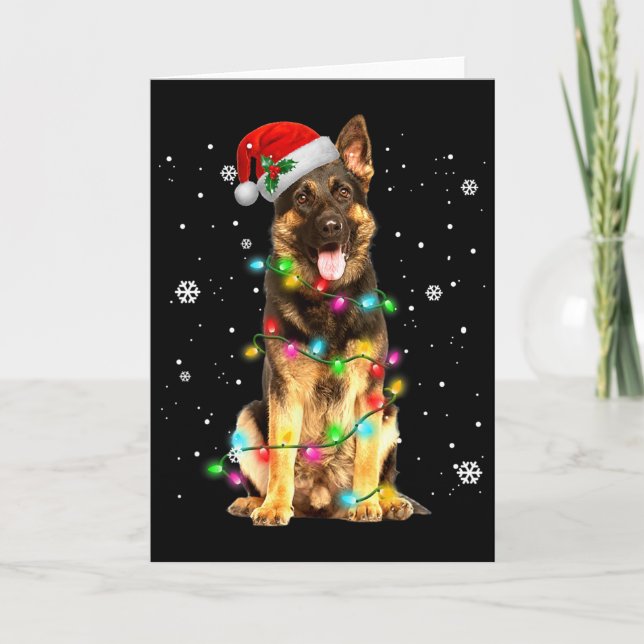 Tarjeta Suéter de Navidad de árbol de perro pastor alemán  (Anverso)