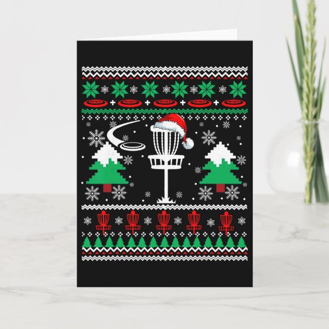 Tarjeta Suéter de Navidad de Disc Golf Santa Disc Golf Dep (Anverso)